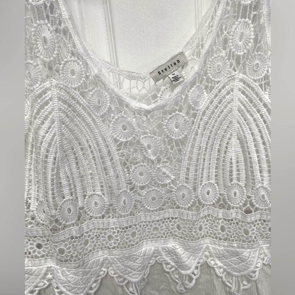 Stellah White Crochet & Lace Dress- M - Picture 2 of 3
